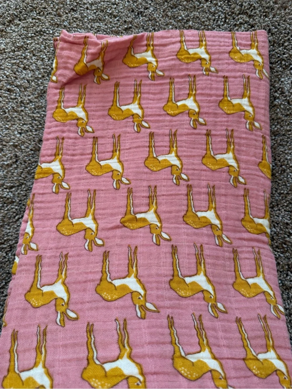 MILKBARN Mauve & Mustard Deer Print Gauze Blanket